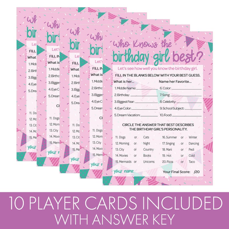 DISTINCTIVS Who Knows The Birthday Girl Best 5x7 Cards, 10 Count - Sleepover Games, How Well Do You Know The Birthday Girl - Image 3
